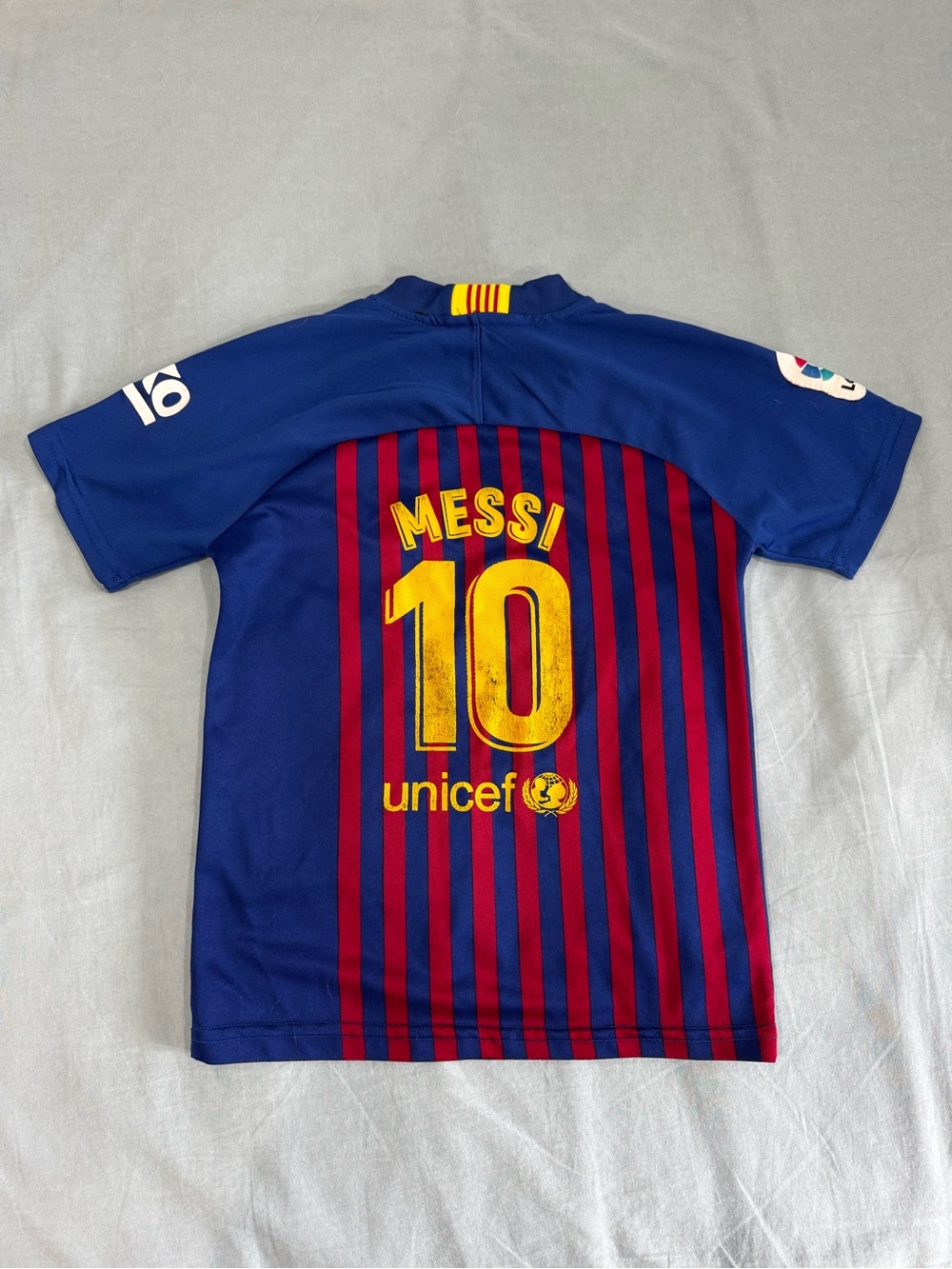 Nike FC Barcelona Rakuten 2018 Authentic La Liga Messi Soccer Jersey Boys S